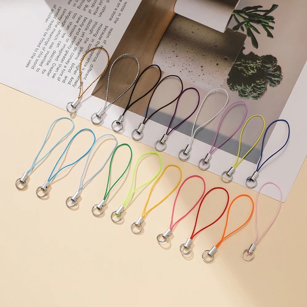 20Pcs Polyester Cord with Double Jump Ring Lanyard Rope Keychain Crafts Handmade