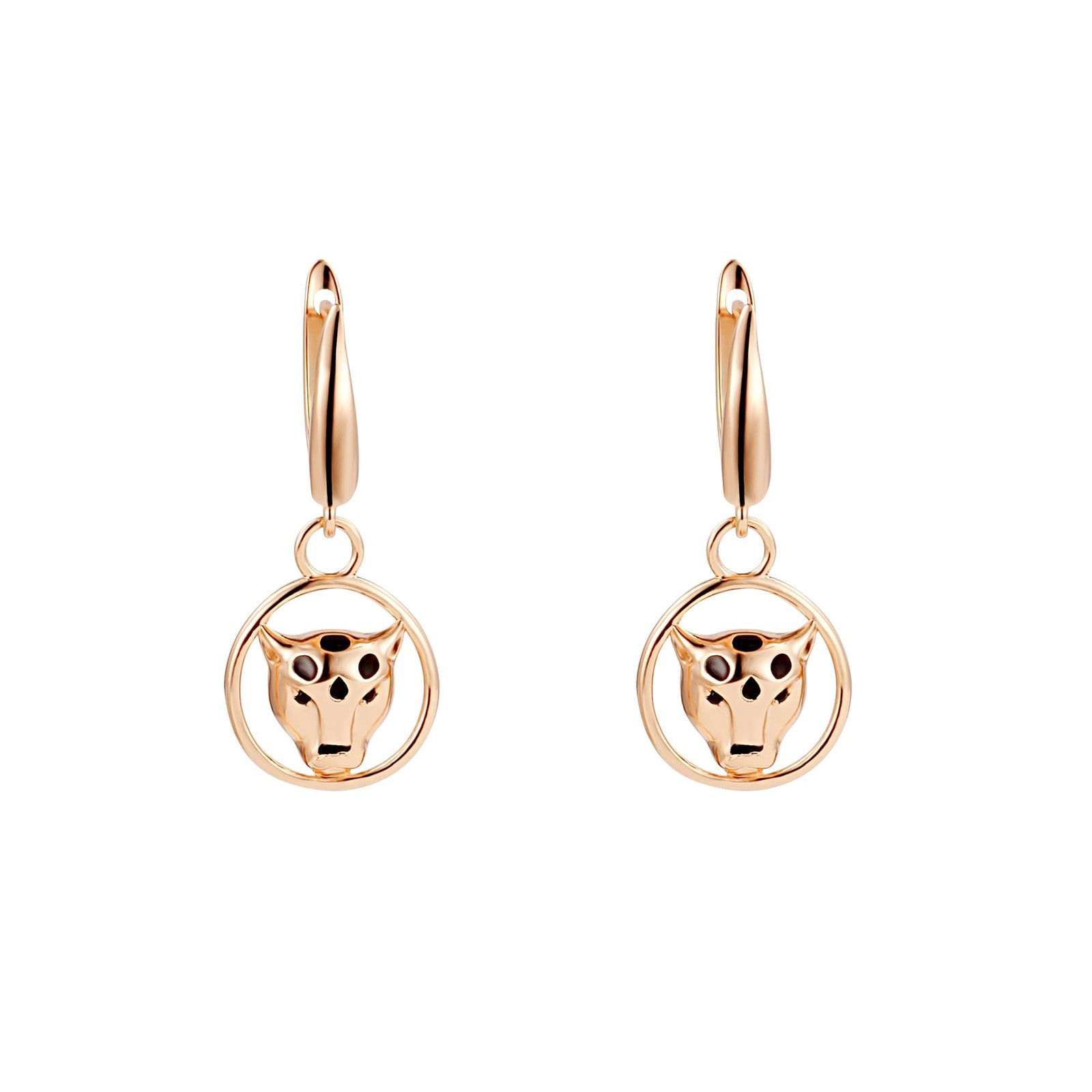 Shinny Animal Leopard Print Earrings Champagne Gold Plated Women Hoop Dangle Ear