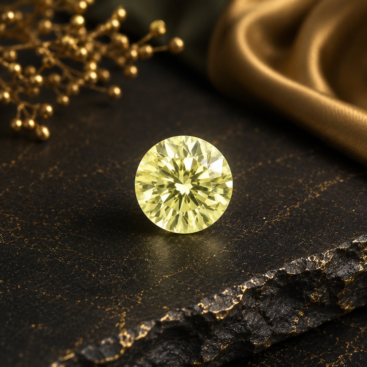 1 Ct Lab Grown Yellow Diamond Round Cut VVS1 D Grade Loose Stone 1 Pc
