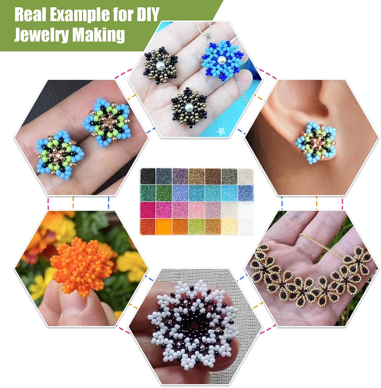 24000Pcs 2Mm Glass Seed Beads Kit, with 28 Colors Small Beads Kit for Girls,Wome