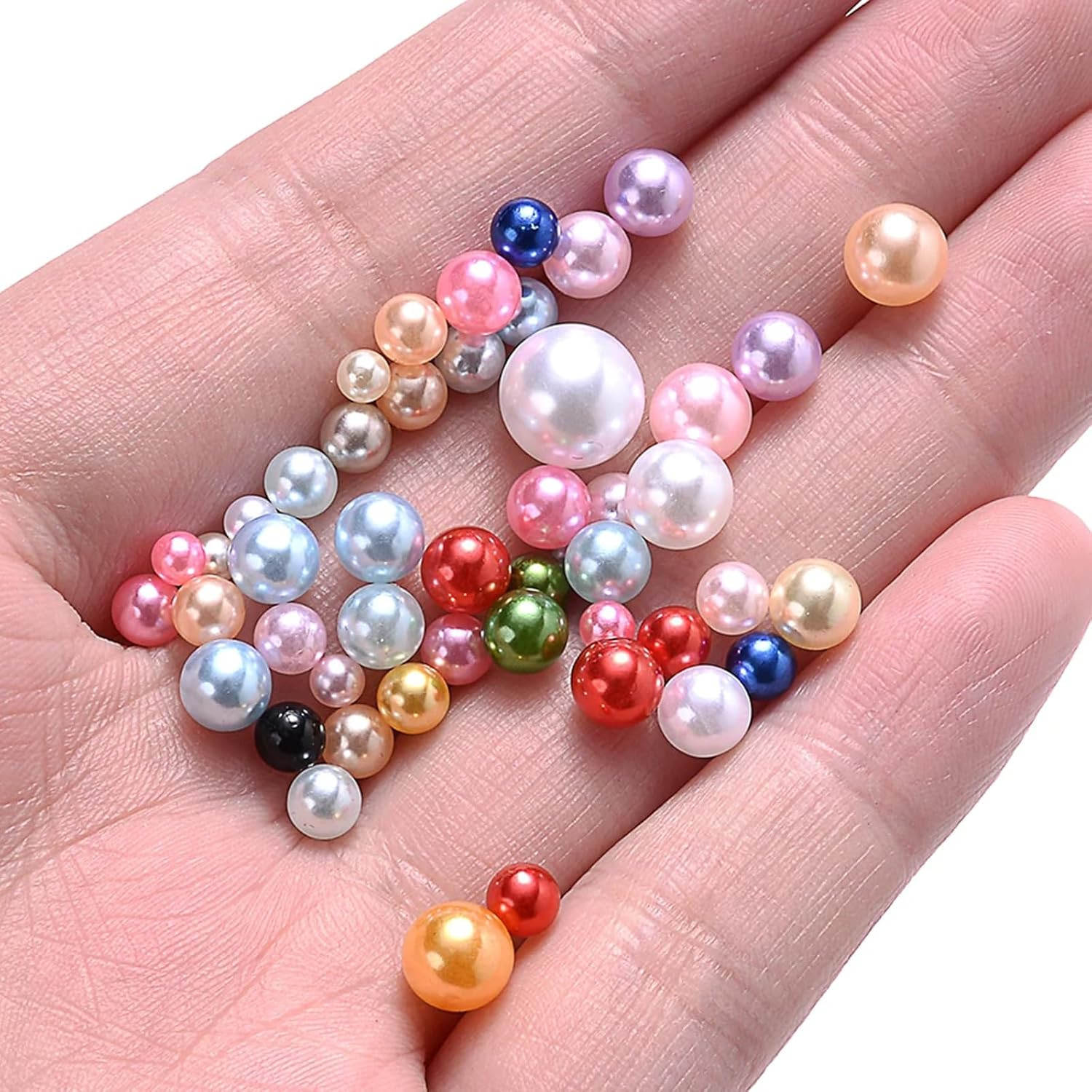 1000PCS No Hole Pearls, 3-8MM Black round Beads for Crafts No Hole, Faux Makeup