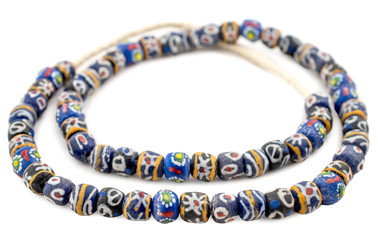 Kabeela Mixed Krobo Beads 13mm Ghana African Multicolor Round Glass Large Hole