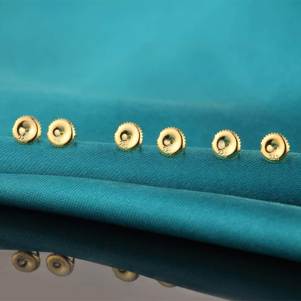 2Pairs Screw on Earring Backs Replacements,14K Gold Plated 925 Silver Secure