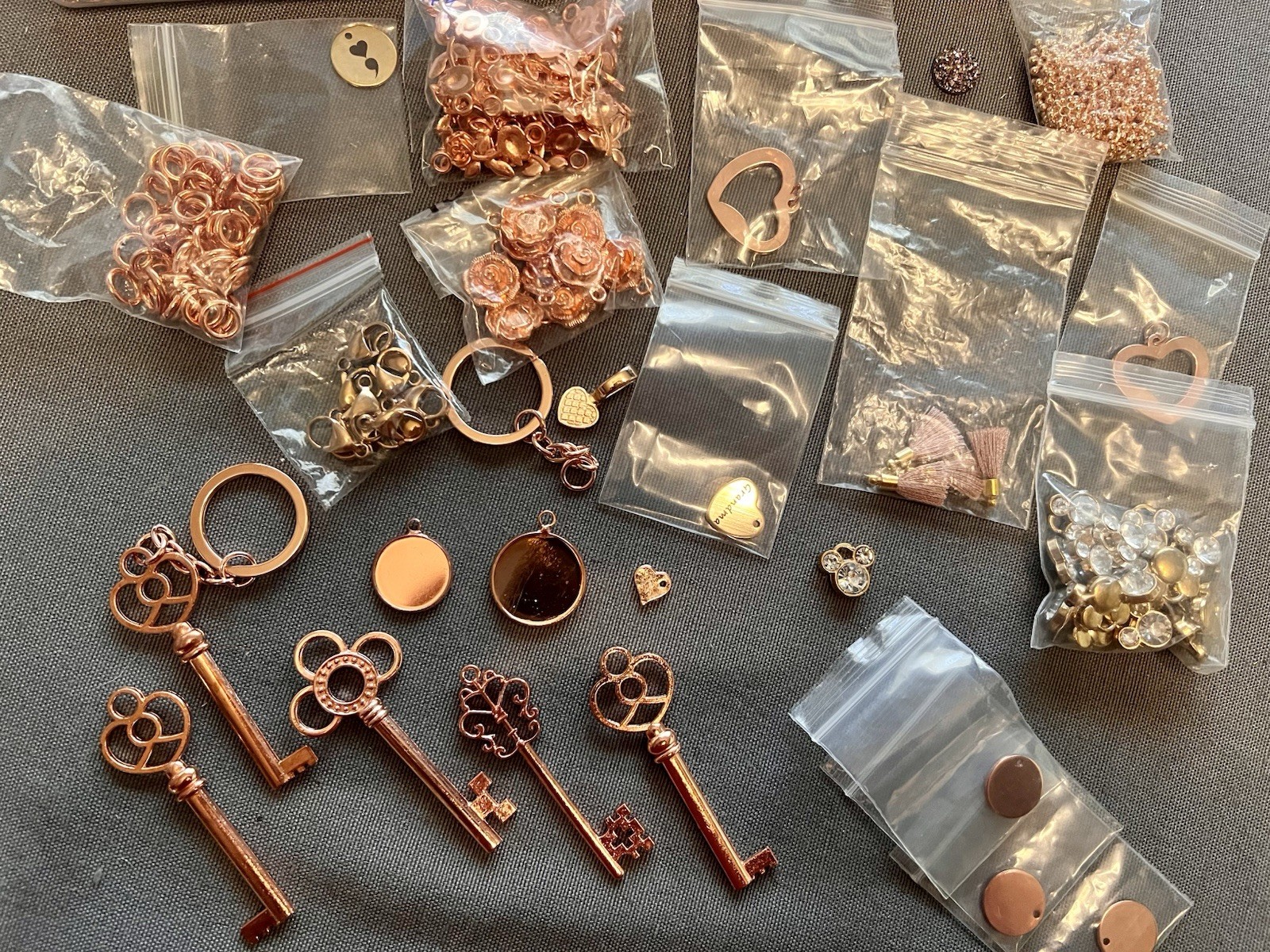 Rose Gold Jewelry Making Pieces. 1 Lot misc findings