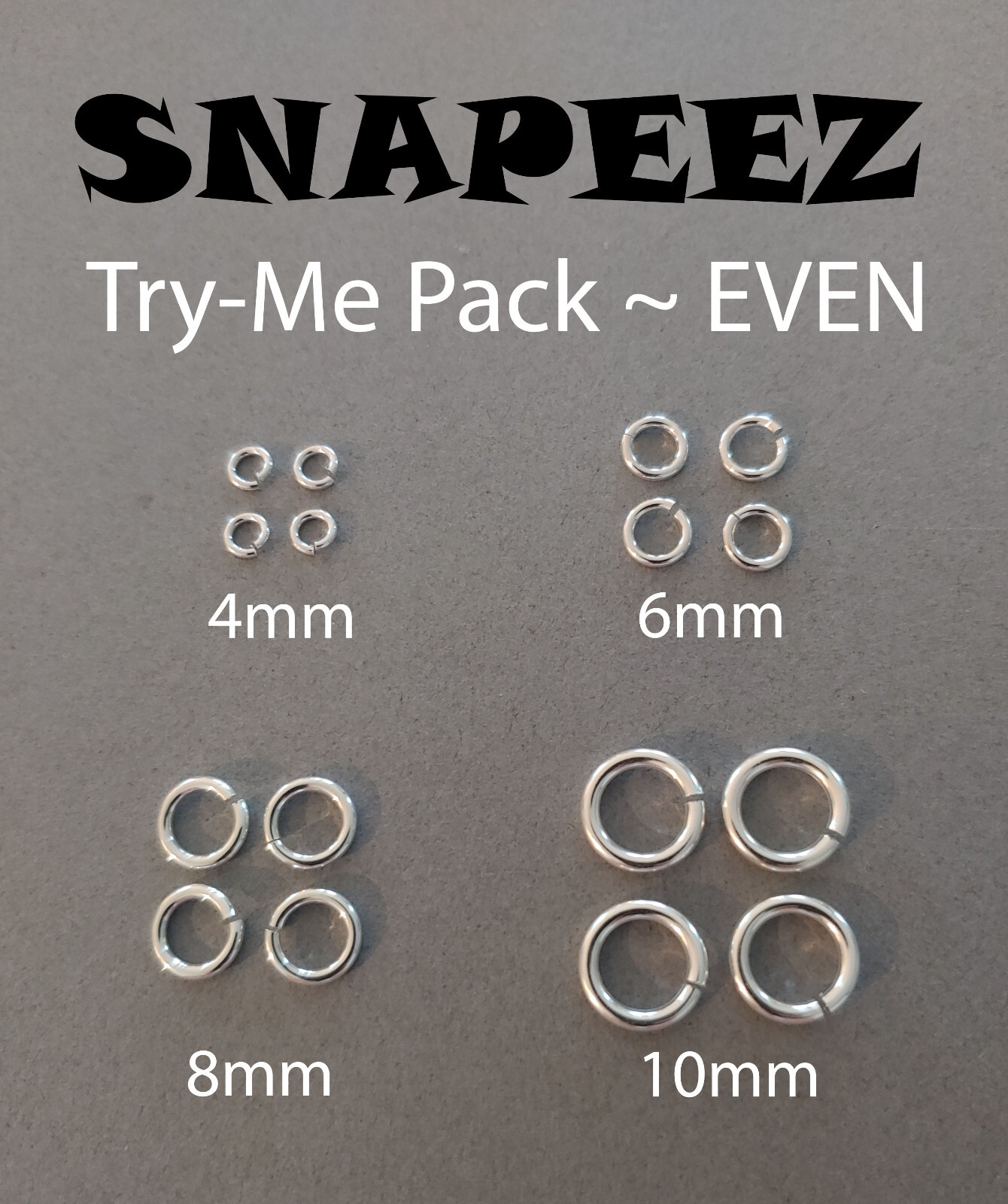 SNAPEEZ Try Me Even Sample Pack. Sizes 4, 6, 8 and 10mm. Made in USA.