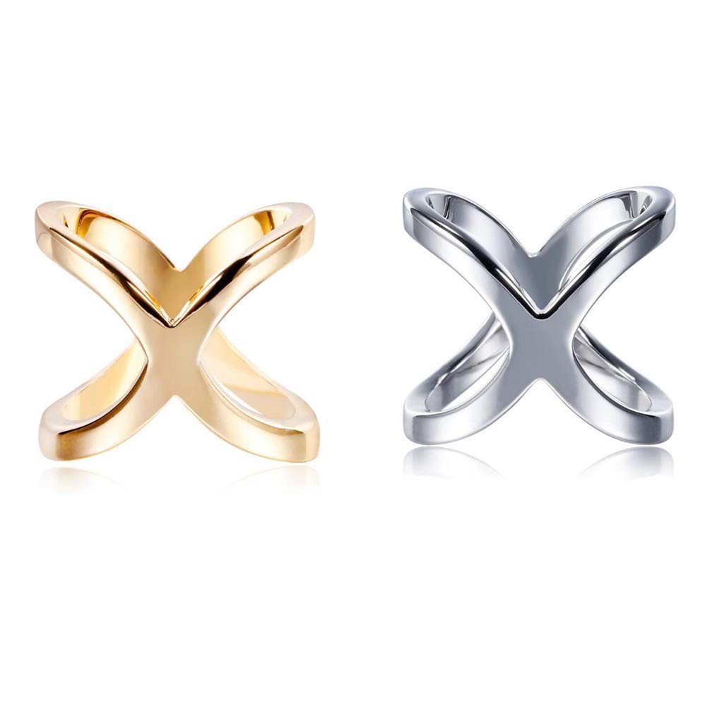 2 Pack Womens Fashion X-Shape Scarf Ring Buckle Ladies Girls Modern Simple Scarf
