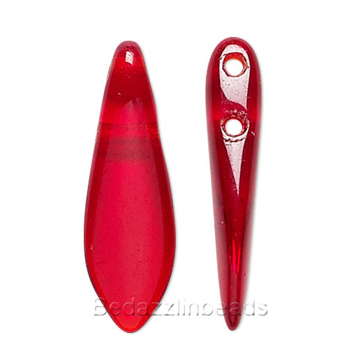 6 Loose Czech Glass 2 Hole Top Drilled Dagger Teardrop Tear Drop Charm Beads