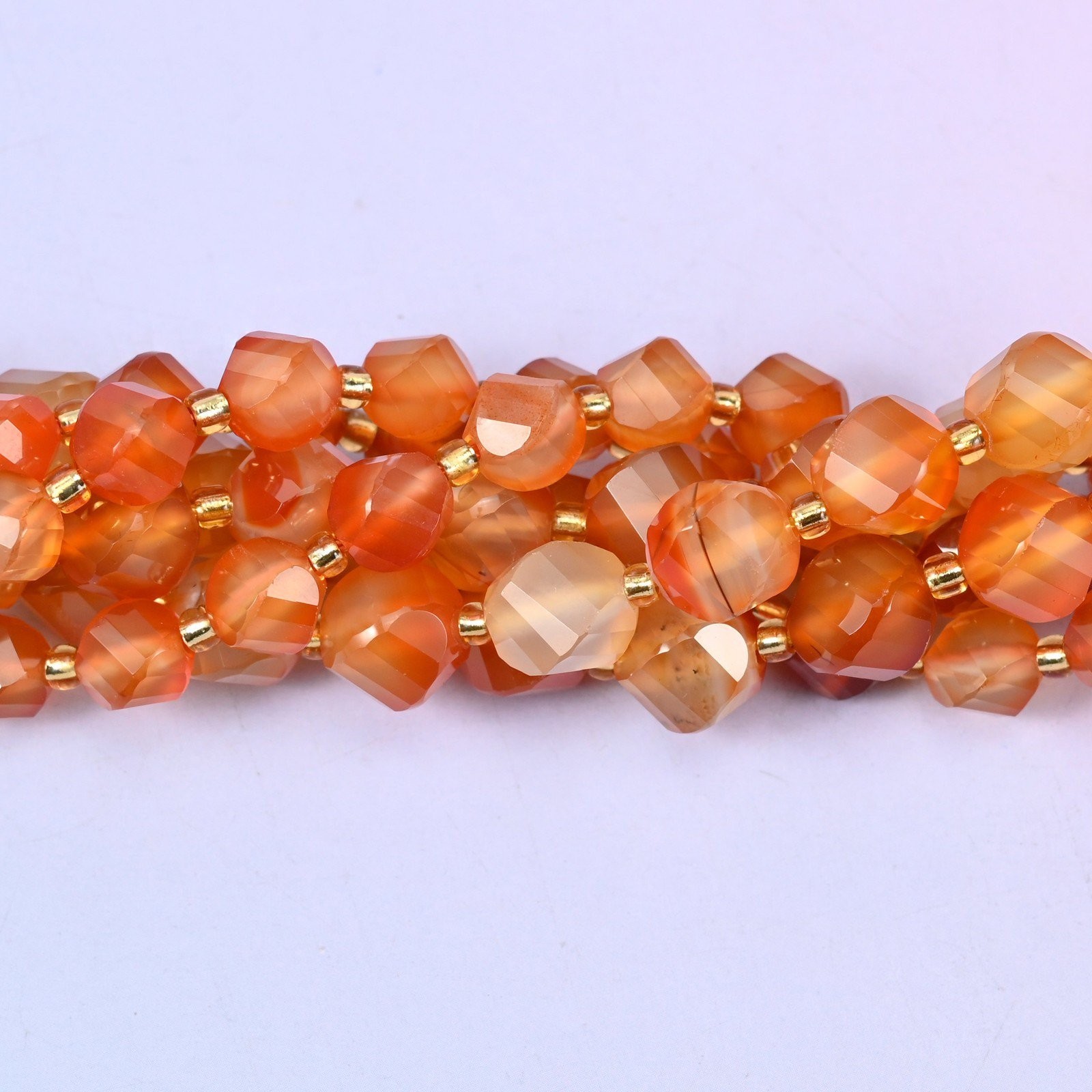 Orange Carnelian Faceted Spiral Twist Beads: Size 8mm 10mm, Jewelry Making