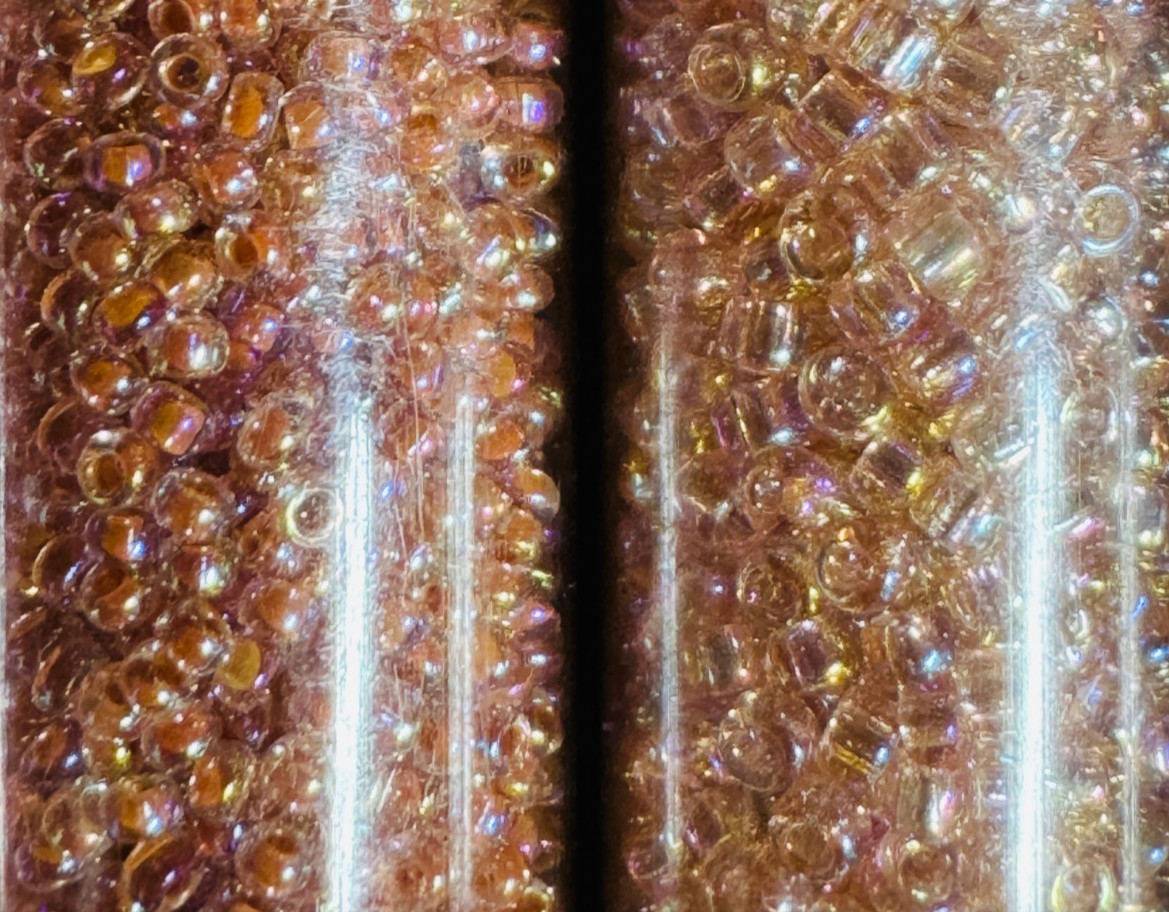 Glass Seed Bead Lot 30 Tubes – Rose Gold Sunset Mix Different Sizes NOS