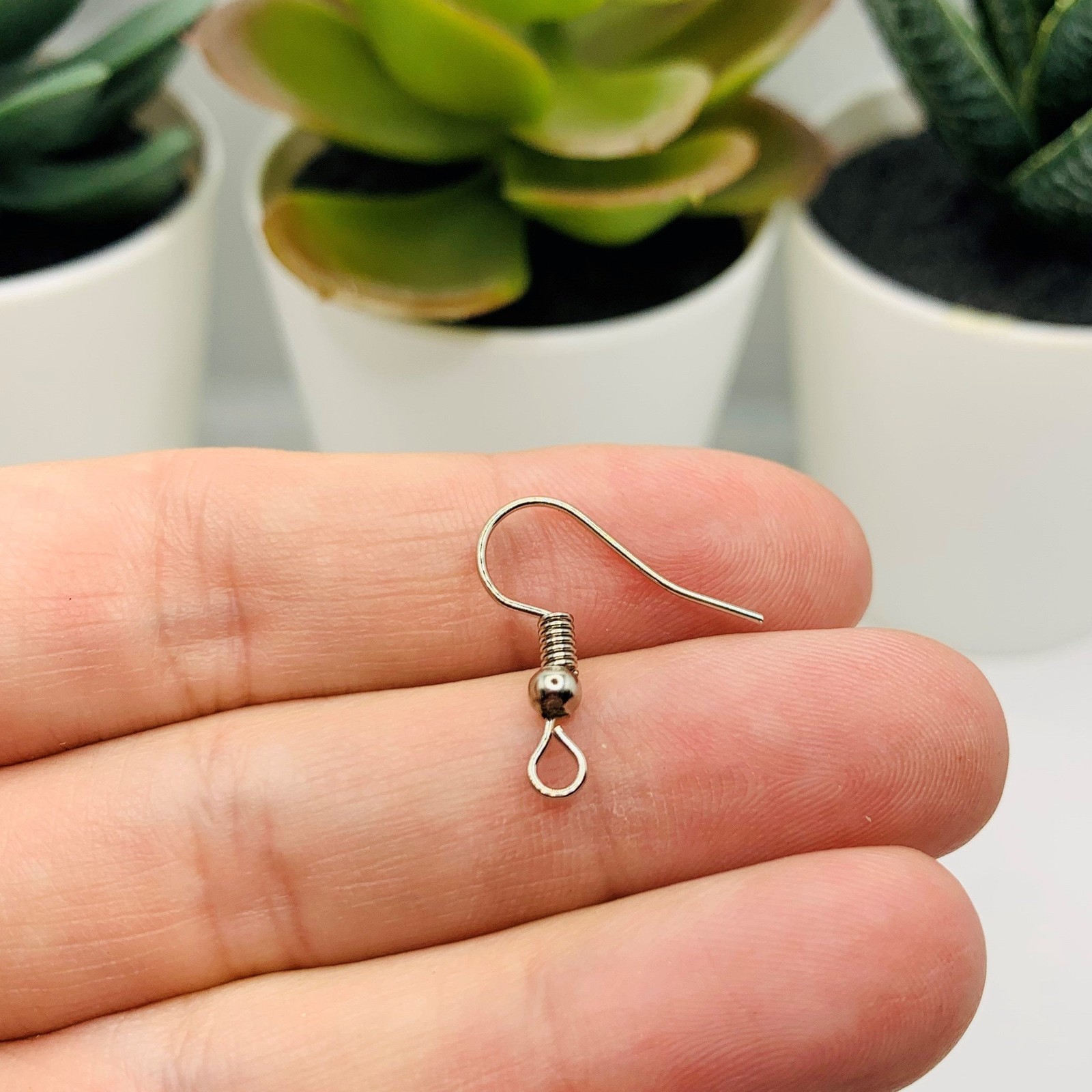 Antique Silver Fish Hook Earring Wires with Spring and Ball, 20x18mm – US Selle