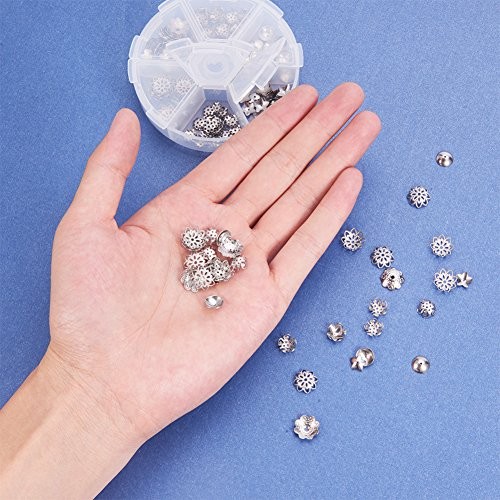 PandaHall Elite About 180 6 Styles-Length 6~10mm Stainless Steel Color-180 Pcs