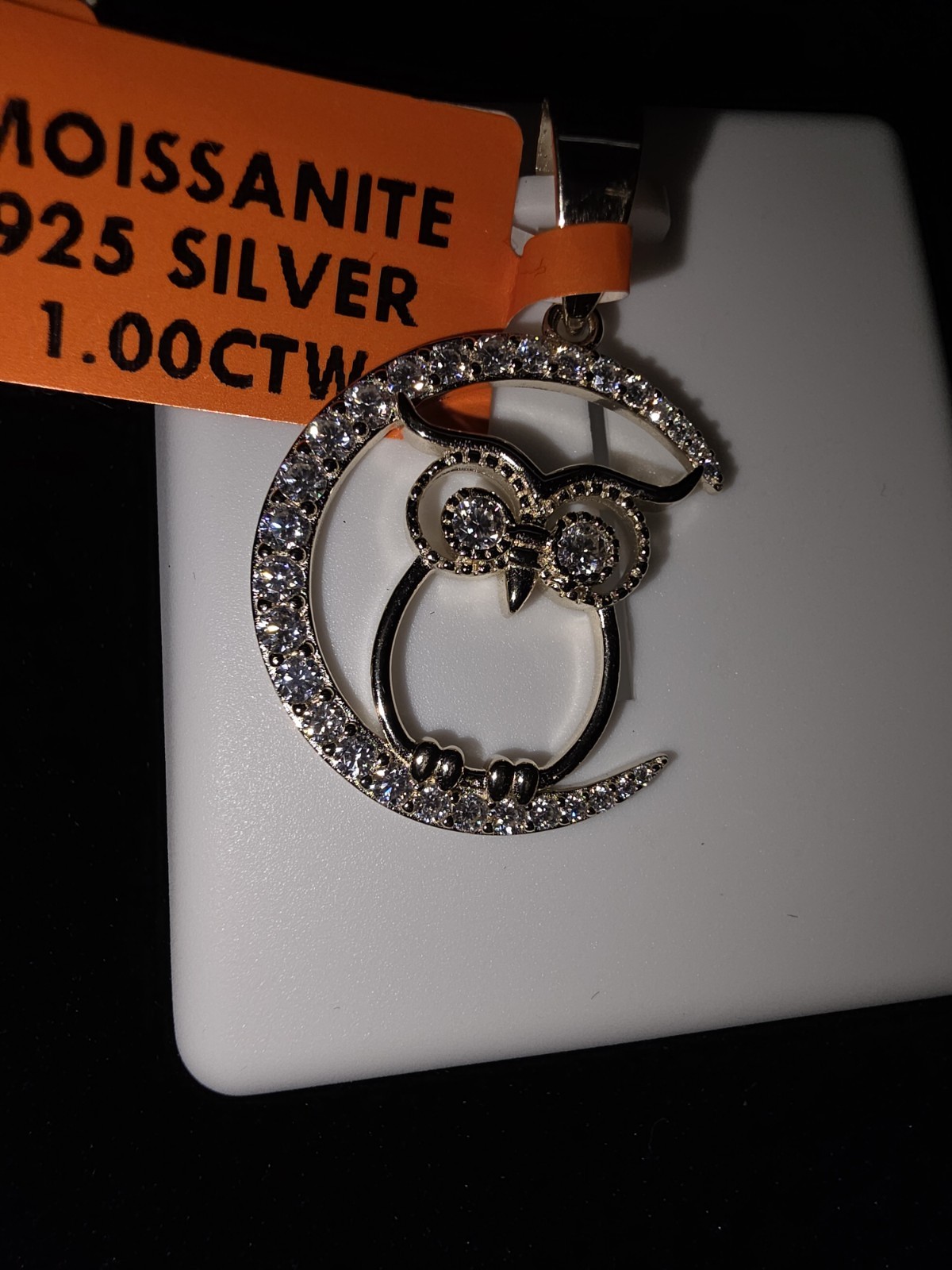 Owl Jewelry Pendant 1 ctw Moissanite 925 Sterling Silver