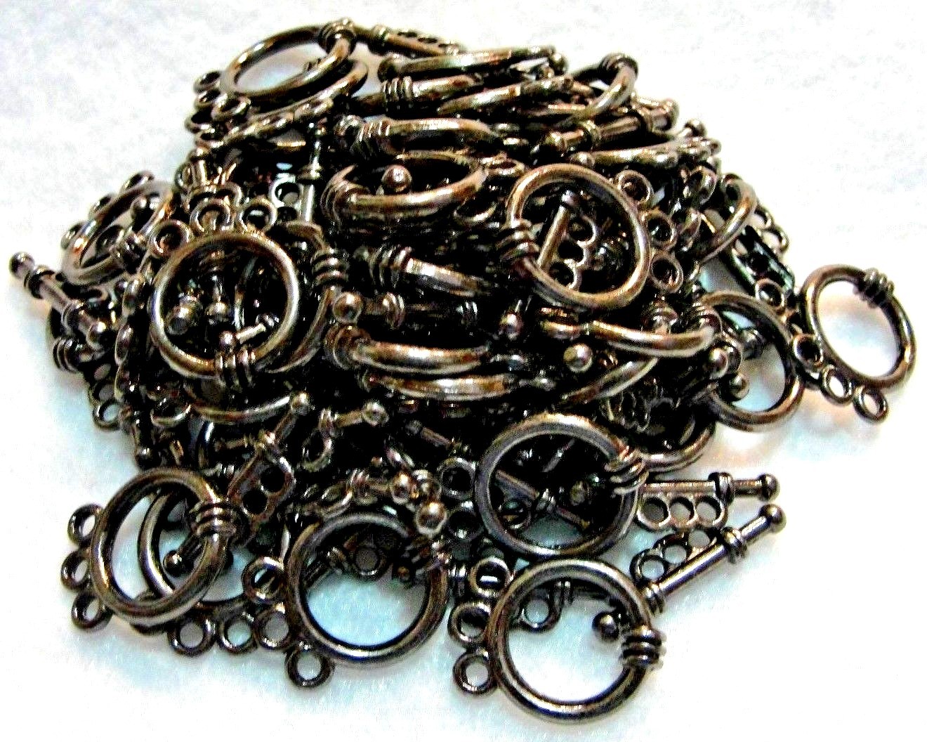 50Sets WHOLESALE Shinny Black Smooth 3 Strand Toggle Clasps Tibetan Hooks Q0735