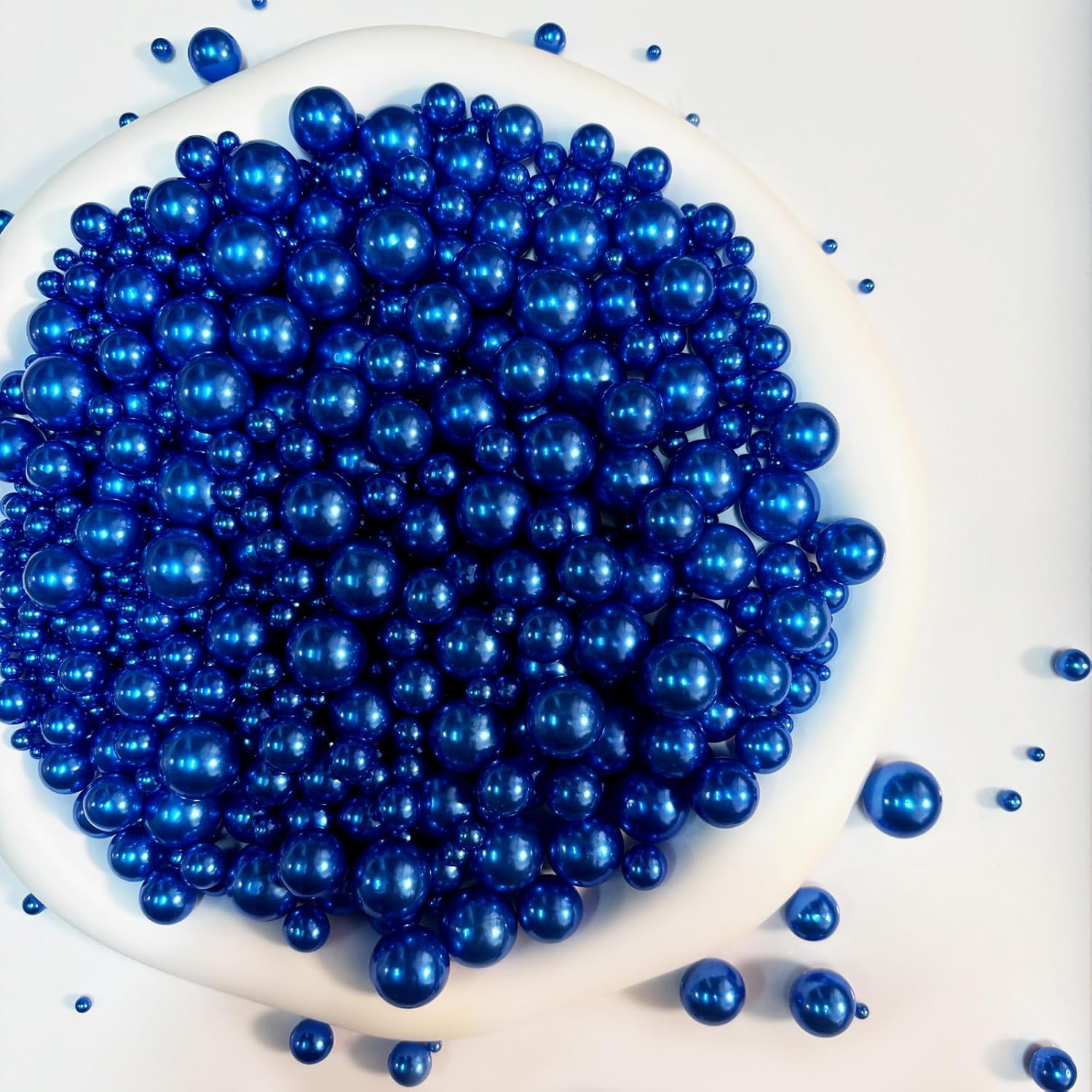 1050PCS Assorted Pearls No Holes, 3-14Mm Darkblue Pearl Beads, Loose Pearl witho