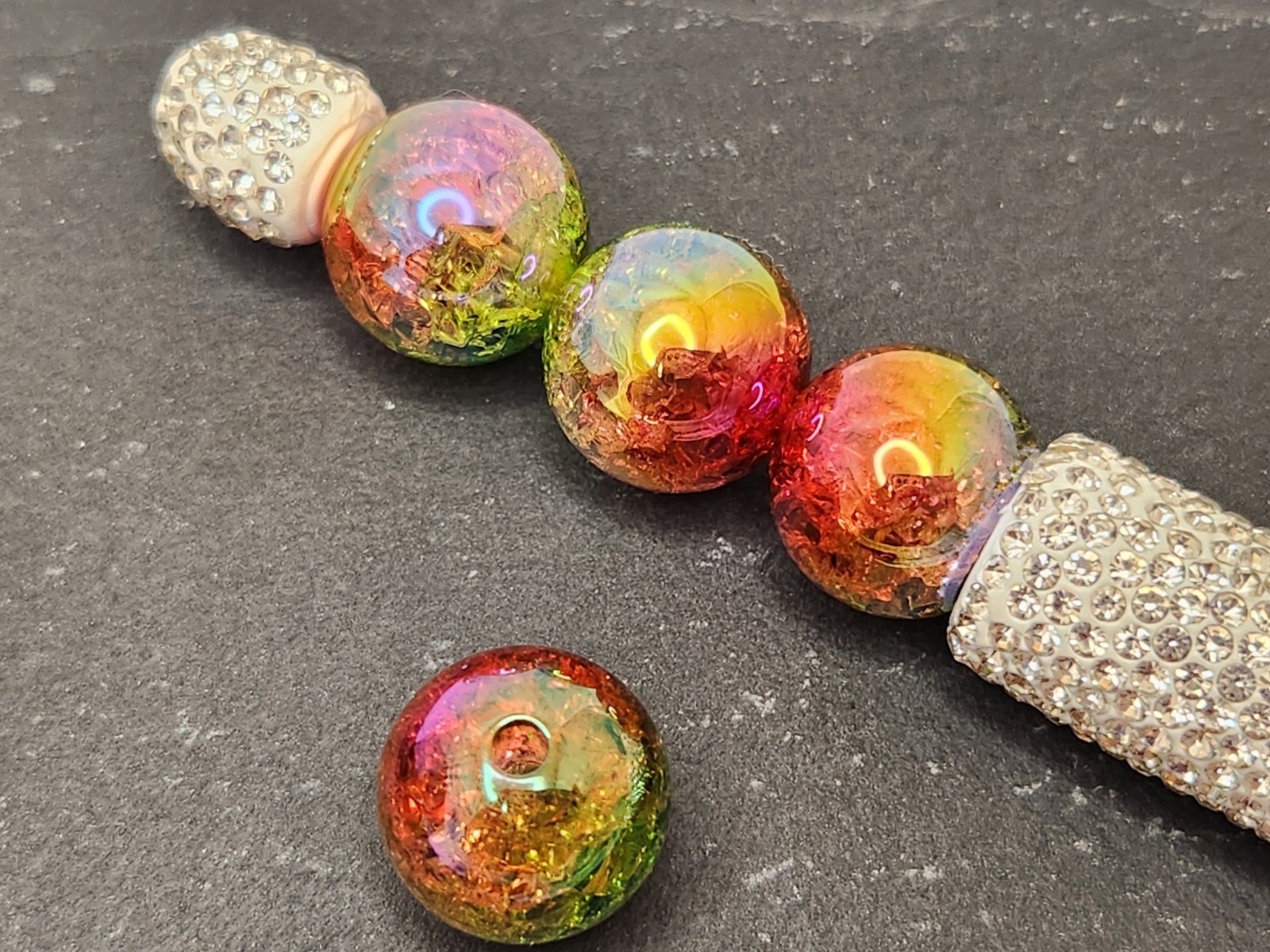 16mm Acrylic CRACKLE Beads YOU PICK!! – Pack of 12- Beadable DIY Pens Keychains