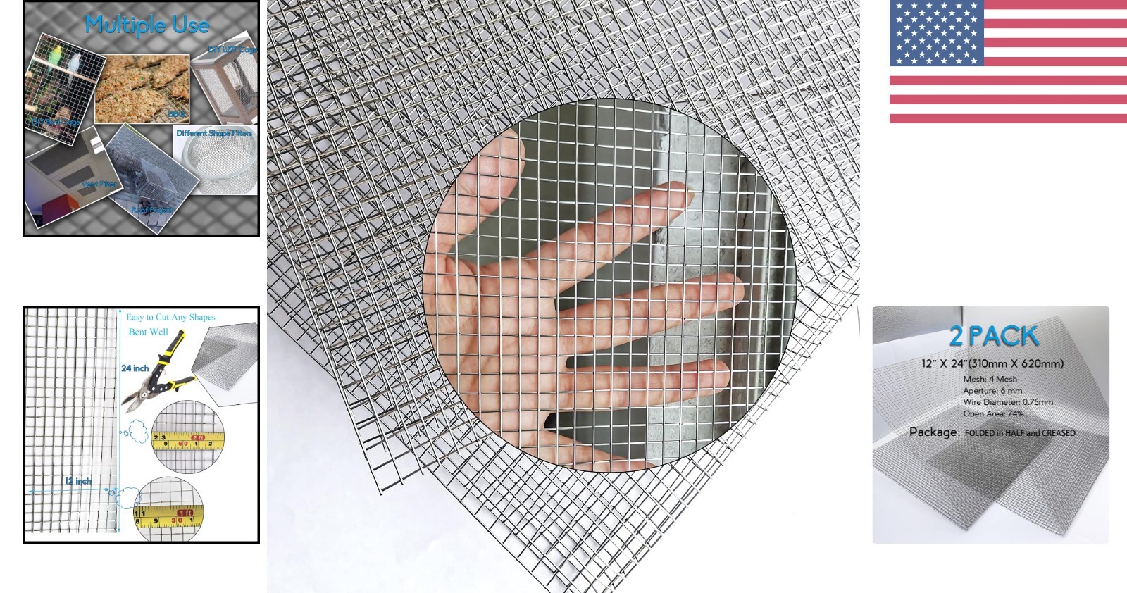 Sturdy 2PACK Stainless Steel Wire Mesh 12″ x 24″ – Easy to Cut & Customizable