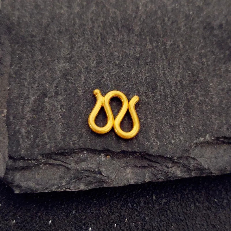 1pcs Pure 999 24K Yellow Gold M W S Clasp Extend Connector Diy For Chain