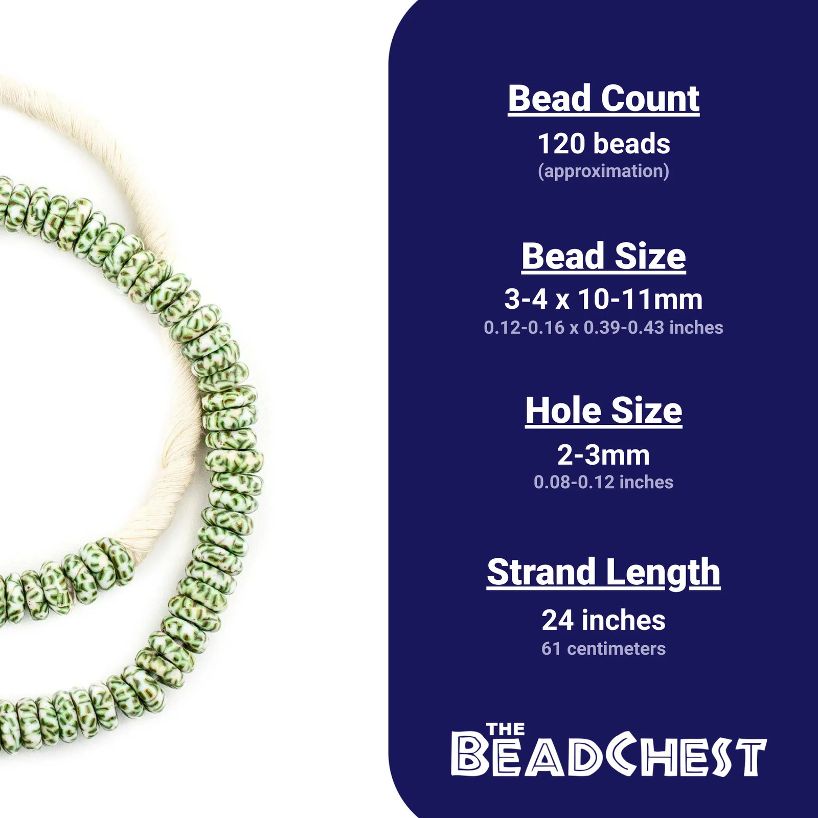 Earth Green Fused Rondelle Recycled Glass Beads 11mm Ghana African Multicolor