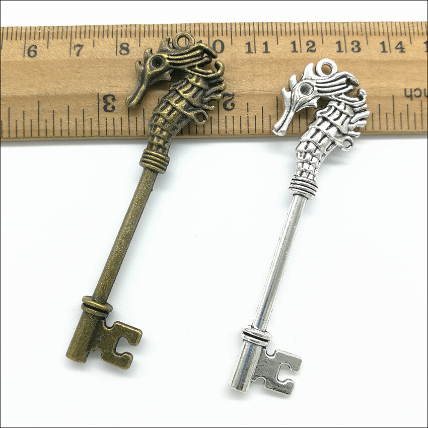 Lot 10pcs seahorse key Antique Silver Bronze Charms Pendants Jewelry Making DIY