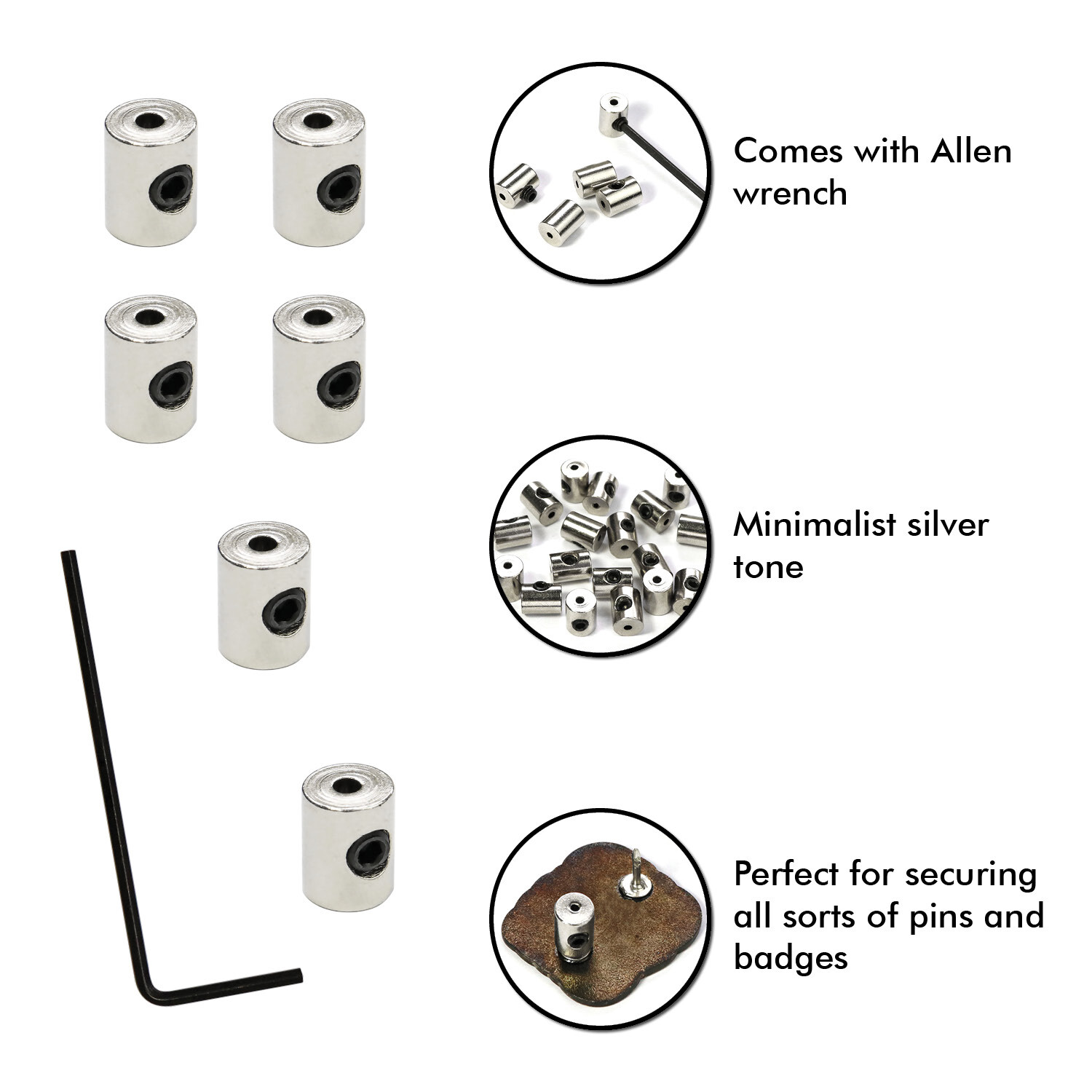 Pin Keepers Pin Locks Locking Clasp Pin Backs with Wrench
