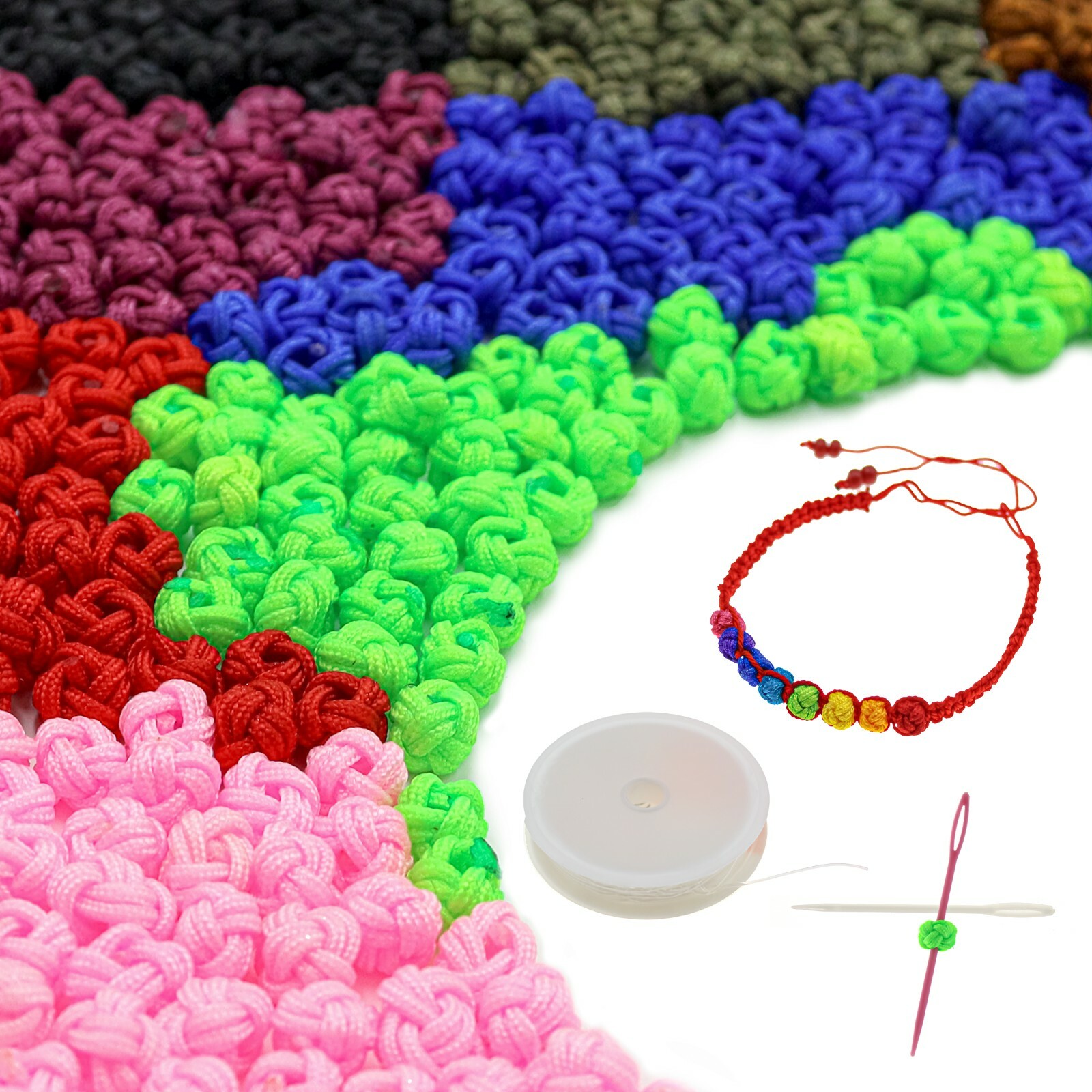400 Fabric Knot Beads for Jewelry Making for Adults, Handmade 5×6 mm Round Knot