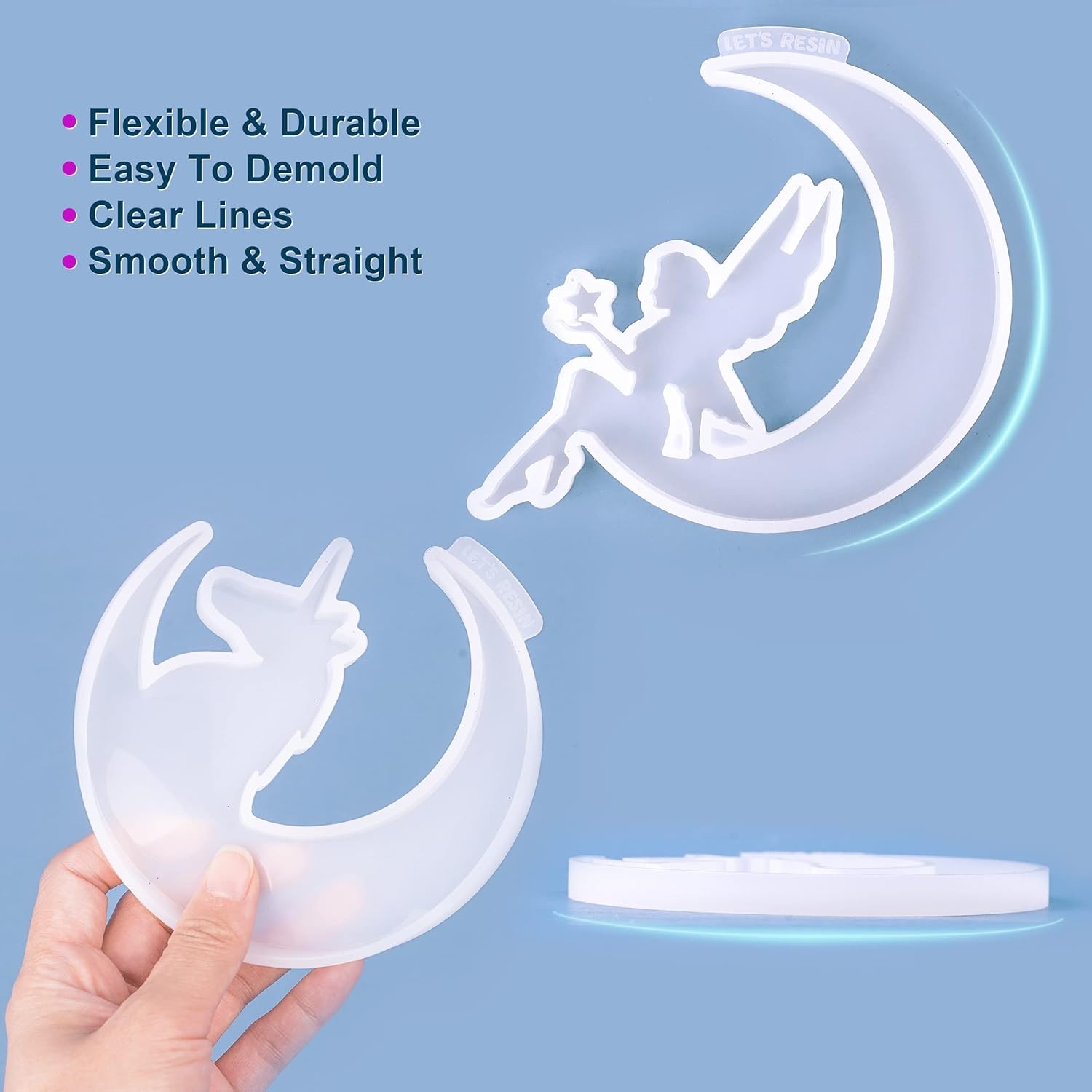 LET’S RESIN Resin Molds, Crescents Moon Epoxy Silicone White