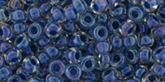 8/0, Toho Seeds, #188, Inside-Color Luster CRYSTAL/CAPRI Blue, 10g, TR-8/0-188