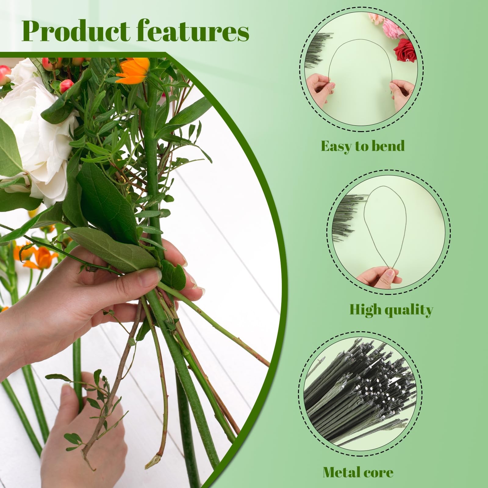 130 Pack Floral Wire 18 Gauge Crafts Florist Wire Stems Diameter 0.05In…