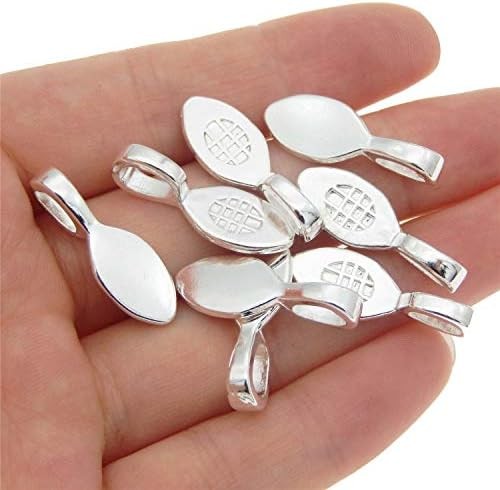 100pcs Silver Glue on Bail Charm Pendant Earring Bails for Glass Tile DIY Pendan