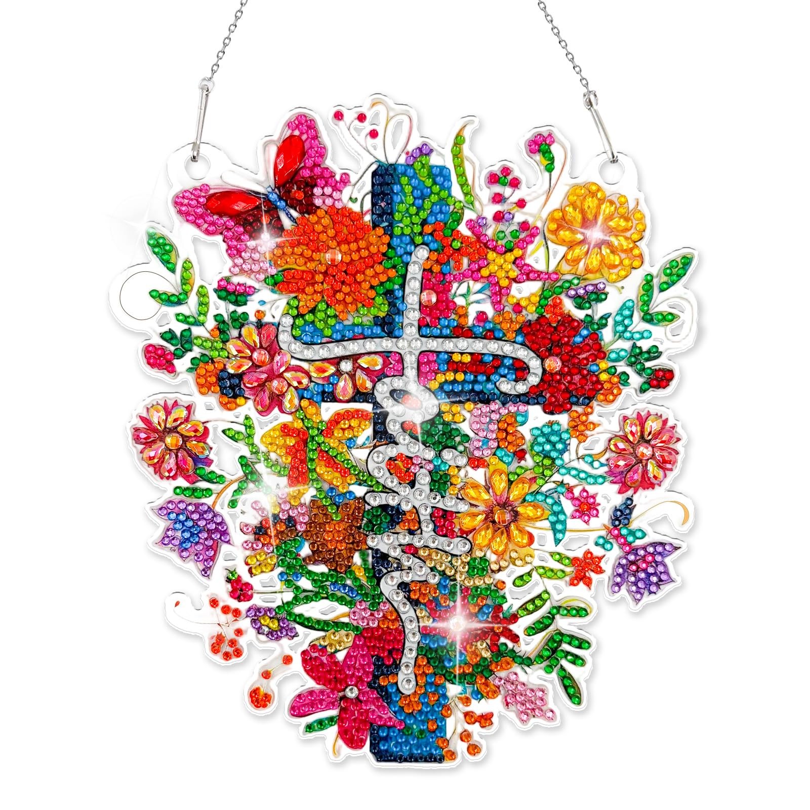 Diamond Art Hanging Kit for Adult, Painting Ornament Kit, Latin Cross