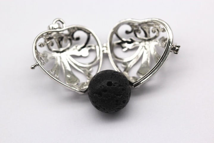 Silver Metal Oil Diffuser Pendant Heart Shape Size 15x22mm Sold Per Piece