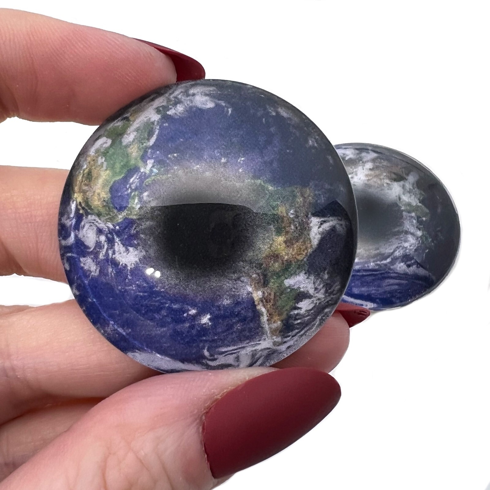 Pair Planet Earth World Glass Eyes Jewelry Dolls Taxidermy Flatback Cabochons