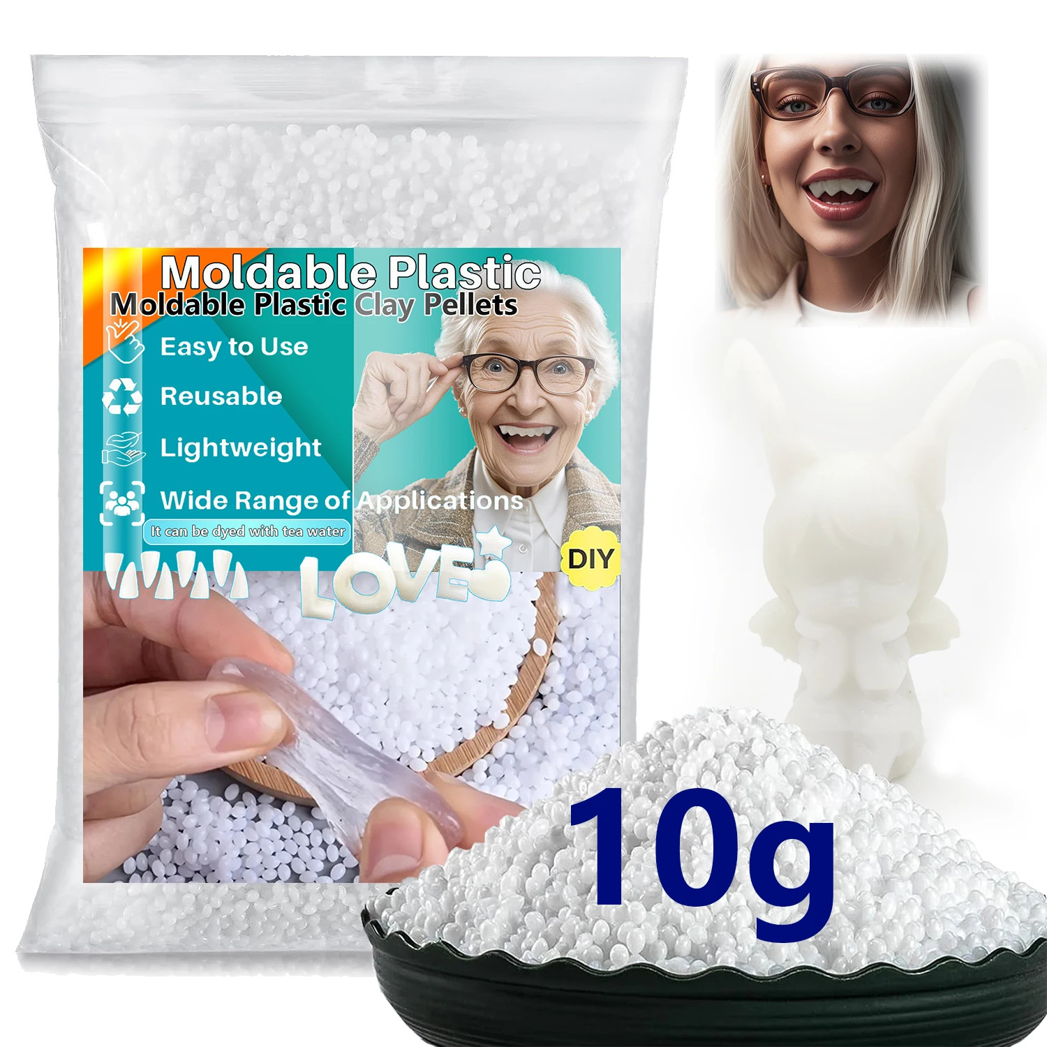 1-1000GDIY Thermoplastic Clay Beads Are Reusable and Moldable, Suitable for Carv