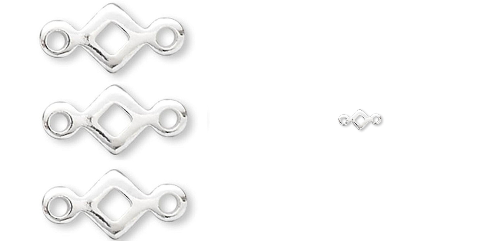Connector, 100 Silver Plated Brass 4x4mm Open Diamond Square 4x8mm Link *