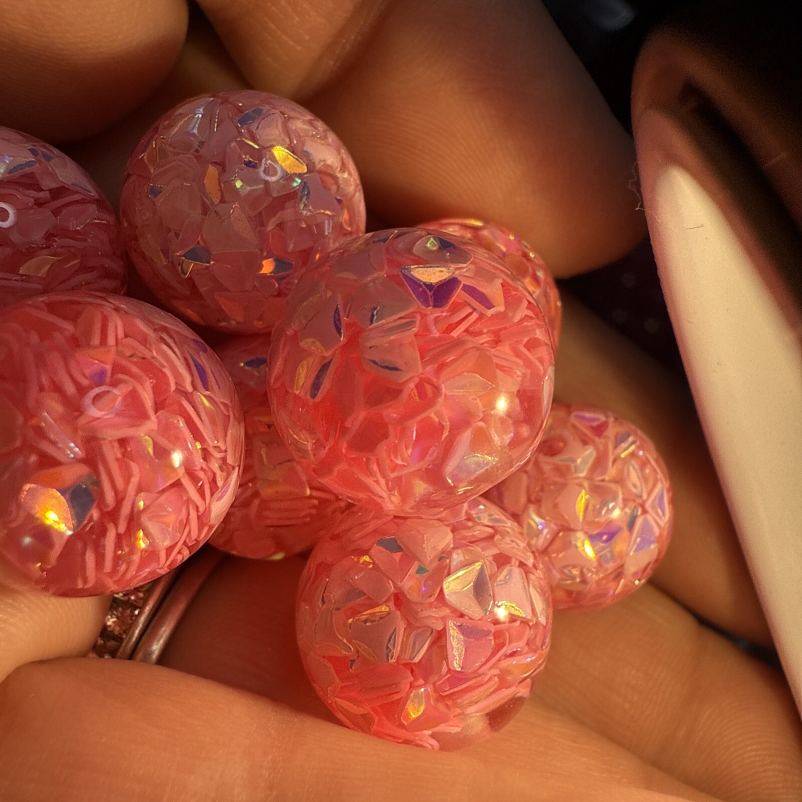 Floating Confetti High-Quality Resin 16 Mm Beads Pink Shipped From Usa