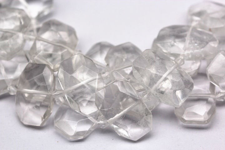 Clear Quartz Rectangle Slice Faceted Octagon Beads Approx 15x20mm 15.5″ Strand