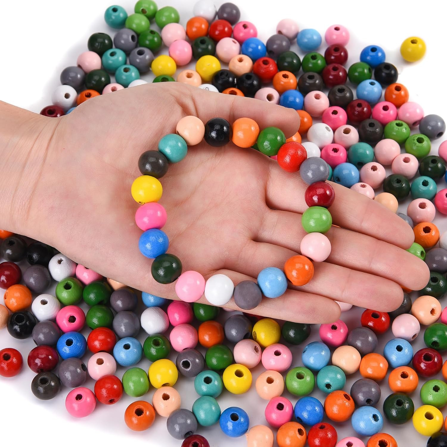 400PCS 12Mm 20 Colors Colorful round Wooden Beads for Craft Home Party Festival
