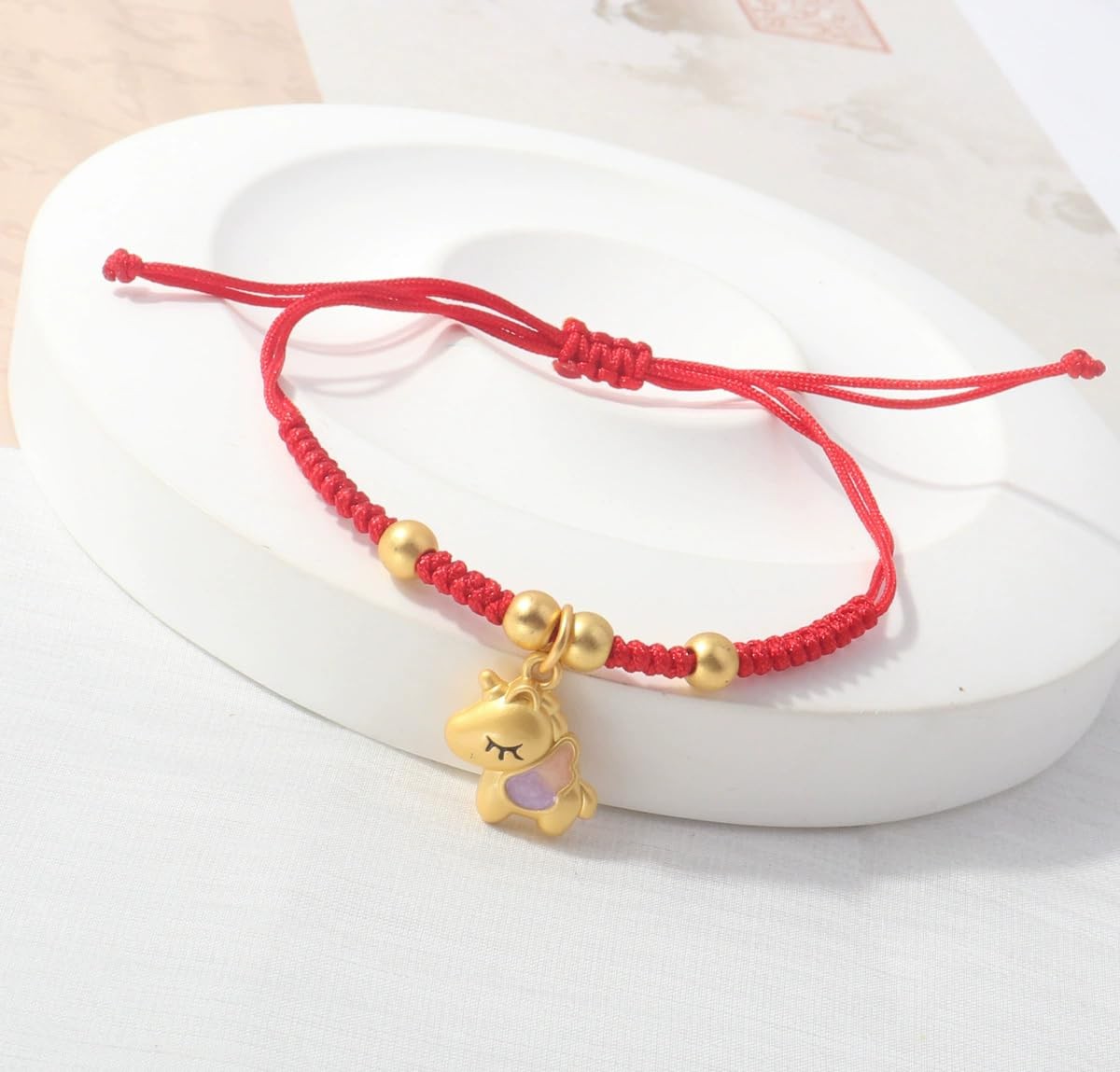 Chinese Year of the Horse Red String Bracelet – Golden Horse Charm Lucky Br – 04