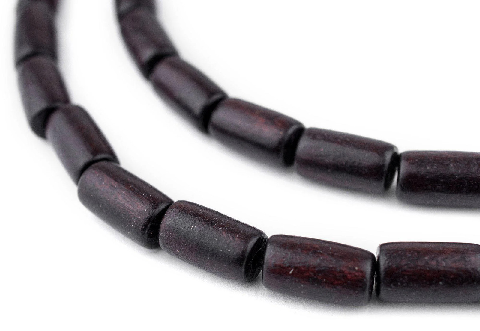 Dark Brown Tube Natural Wood Beads 15x8mm Large Hole 16 Inch Strand