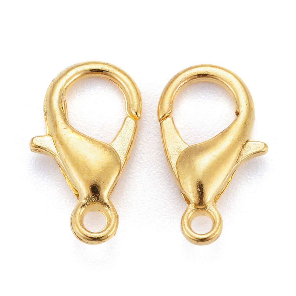 10 Lobster Clasps Shiny GoldTone for Bracelets Necklaces Parrot Findings 12mm