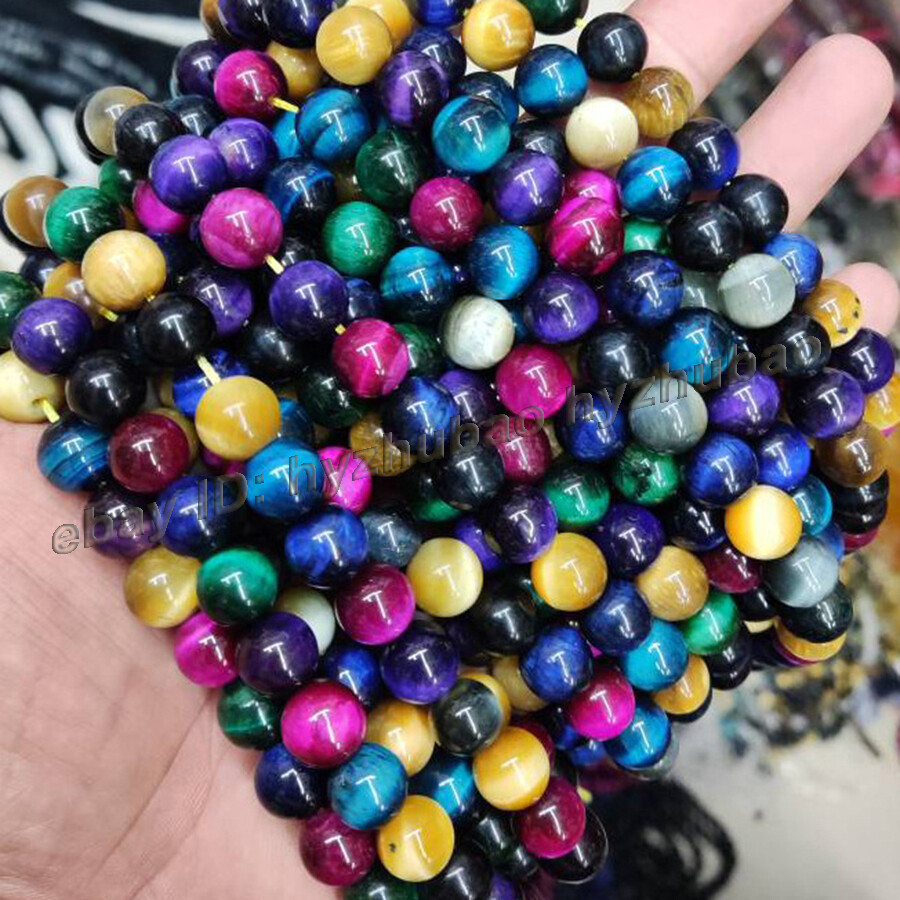 4/6/8/10/12mm Natural Tiger’s Eye Gemstones Round Smooth Loose Beads Chatoyant