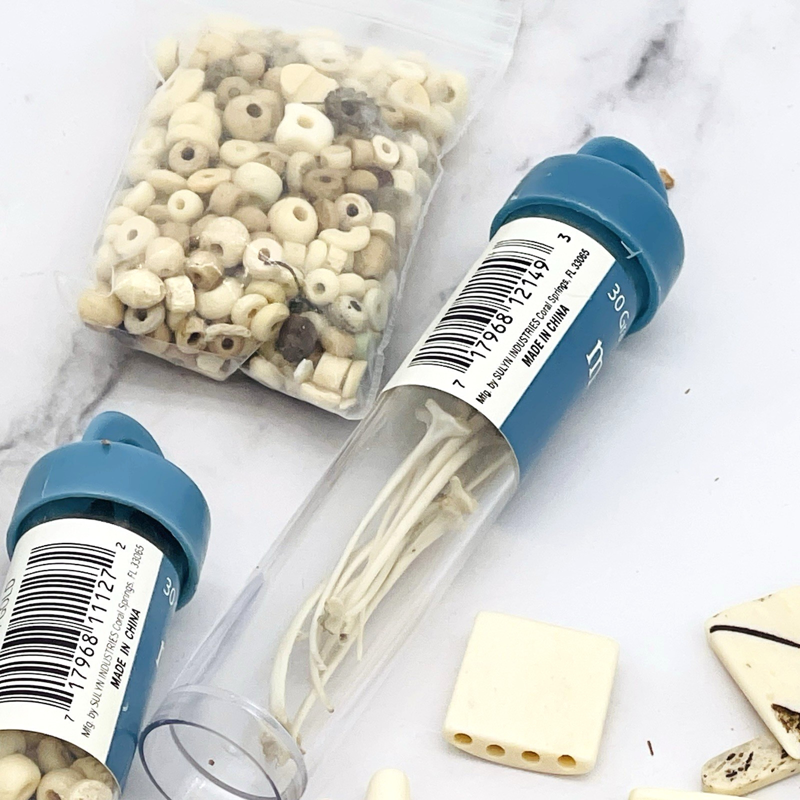 150+ Assorted White Bone Round Tube Buffalo Bone Beads Crafting
