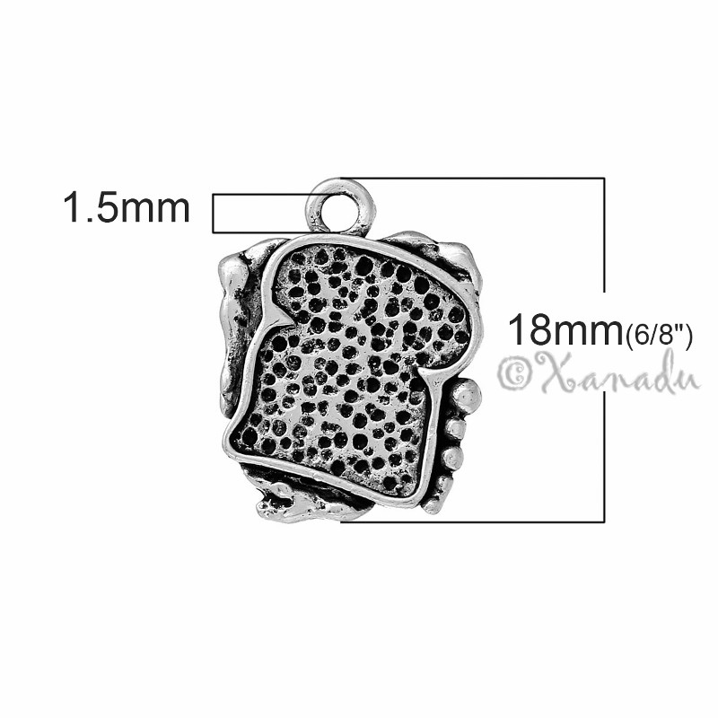 Sandwich Charms – 18mm Antiqued Silver Plated Pendants C3886 – 10, 20 Or 50PCs