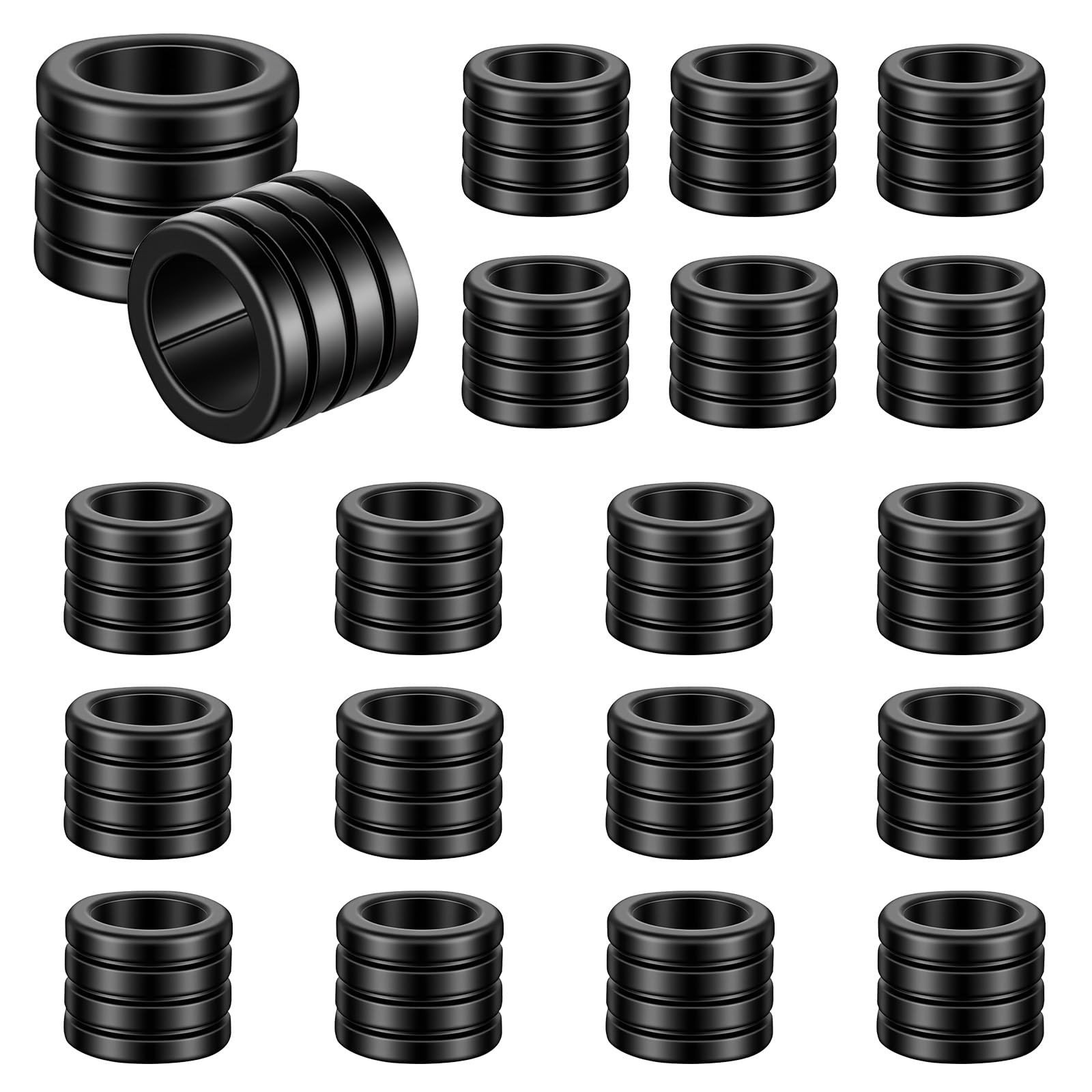 20 PCS Paracord Beads, Stainless Steel Paracord Bead Black Spacer Beads Metal…