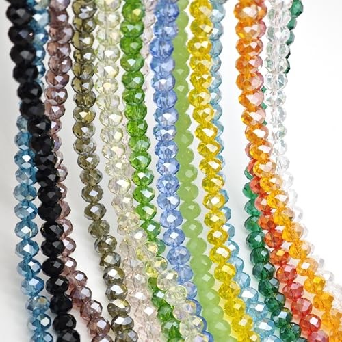 Faceted Crystal Glass Beads Briolette Rondelle Crystal Spacer Beads for 6mm