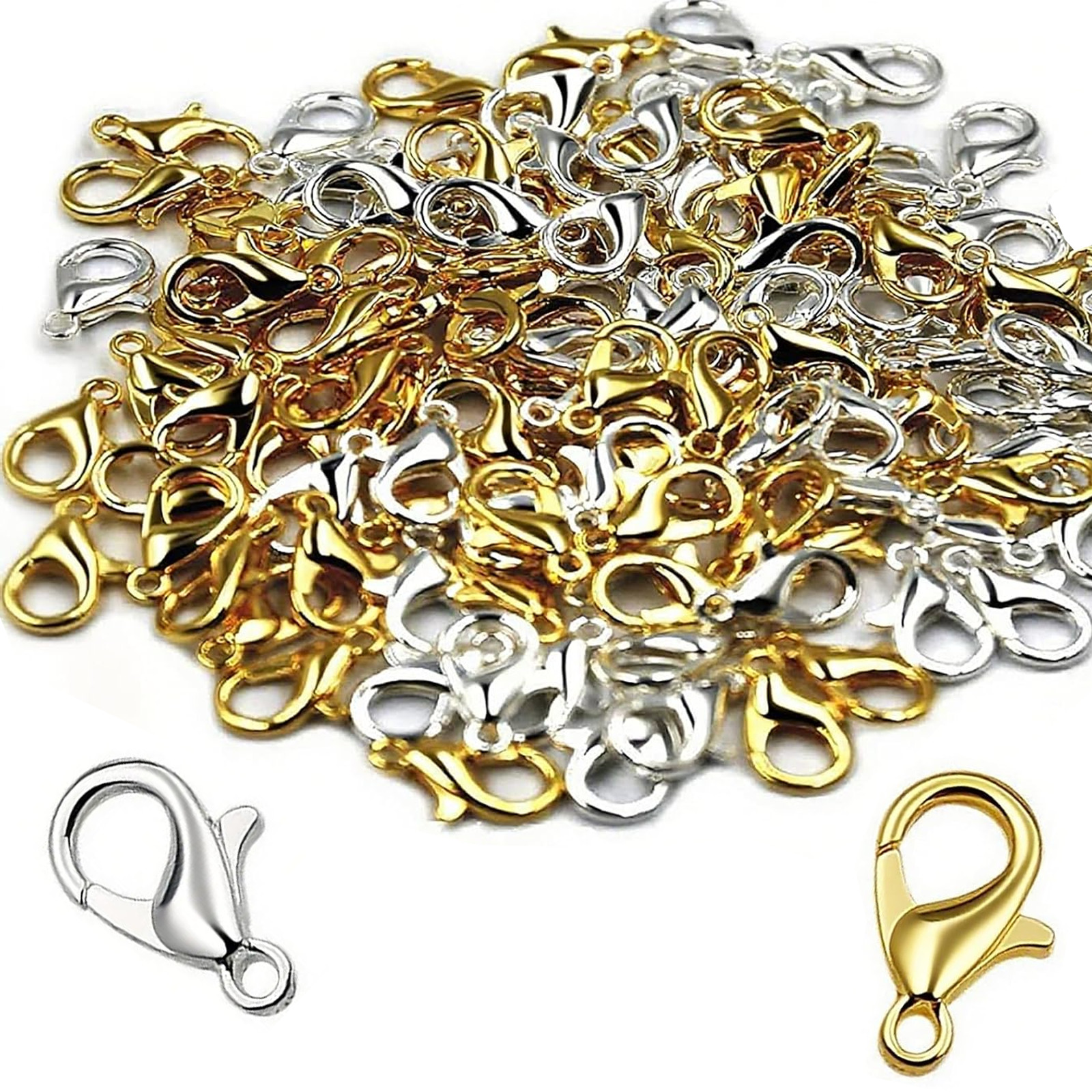 70 Stainless Steel Lobster Claw Clasps Silver Gold Bracelet Findings 16mm x 10mm