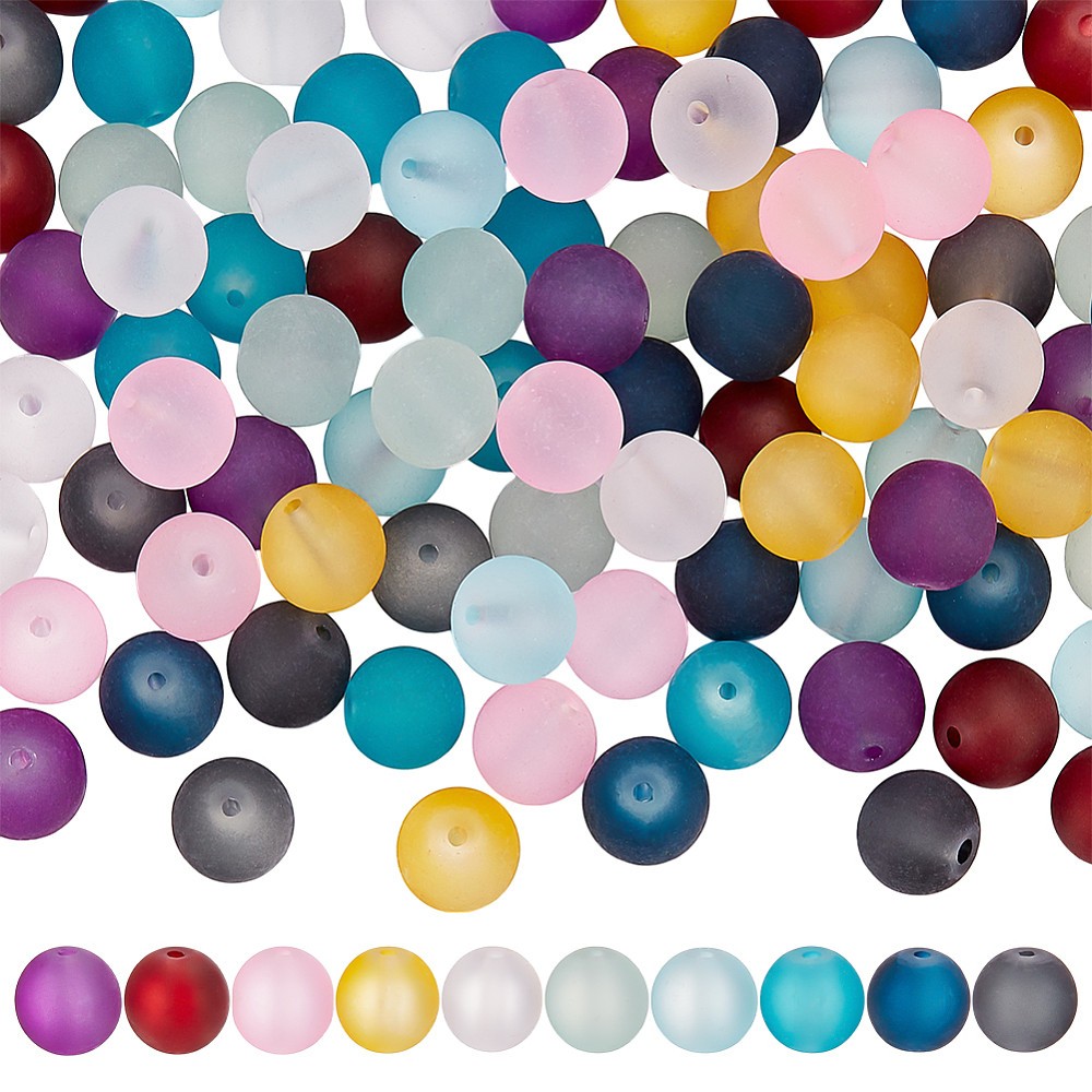 1set 100pcs 10 colors Transparent Glass Beads Strands for Beading Jewelry
