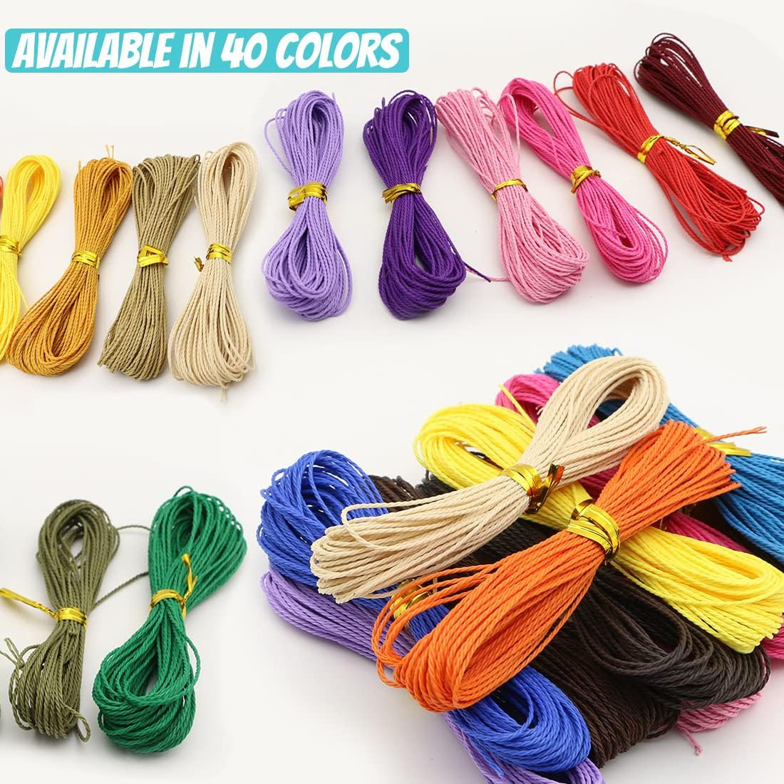 40 Colors 1Mm Waxed Polyester Cord 437 Yard Waxed Bracelet Cord Wax String Cord