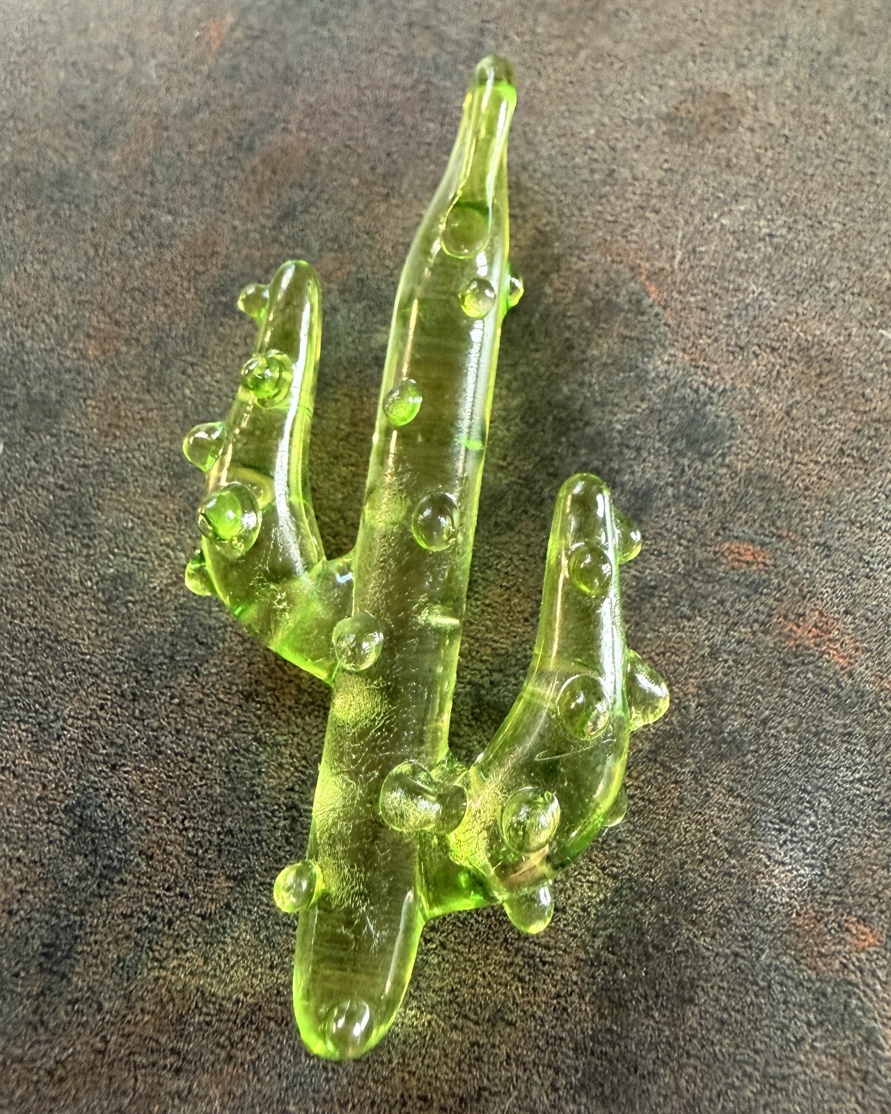 Pendant Hand Made Artisan Glass Saguaro Cactus for Crafting and Jewelry