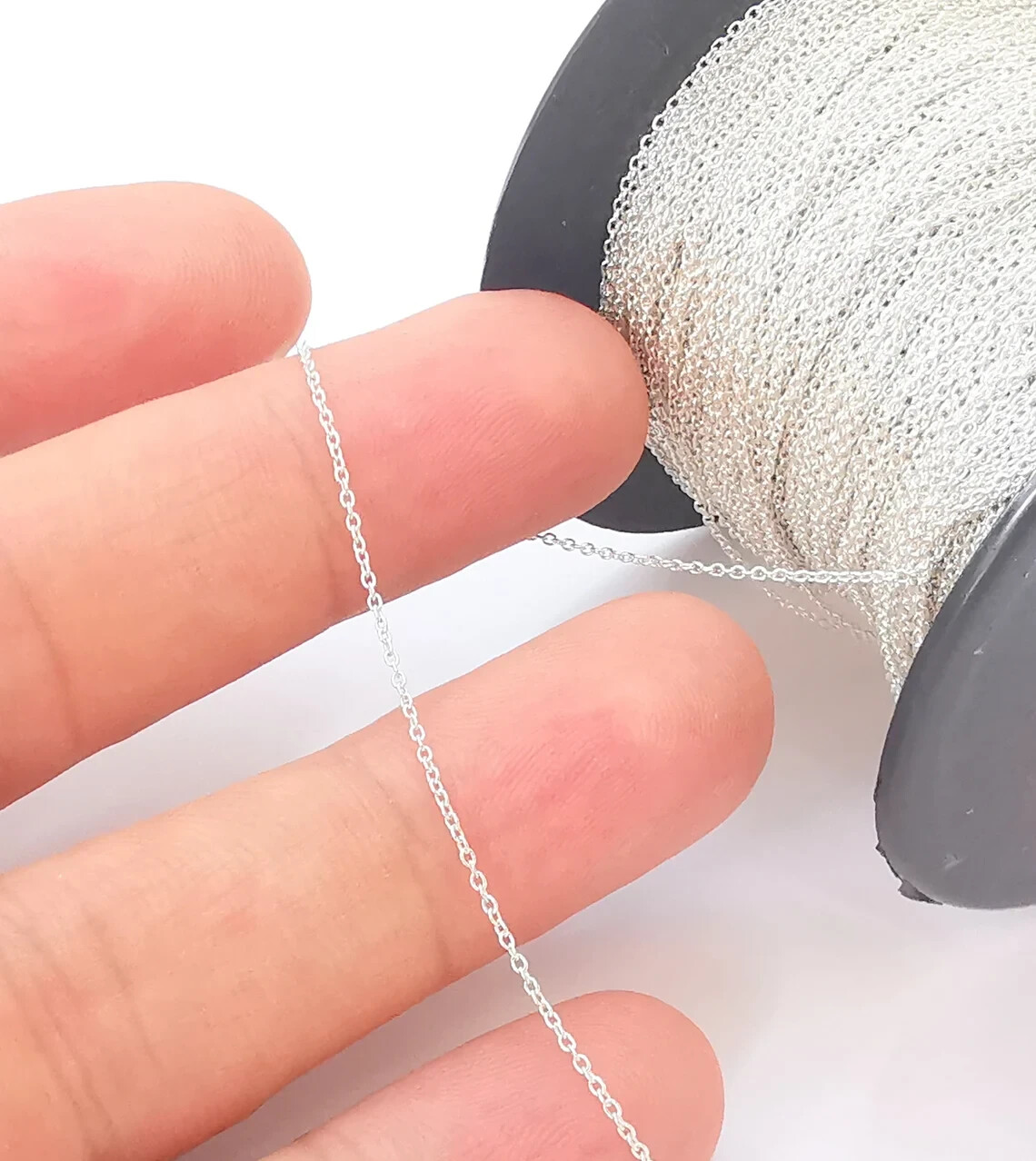 1 mt (3.3ft) Sterling Silver Soldered Cable Chain, 925 Silver (1mm) G30036